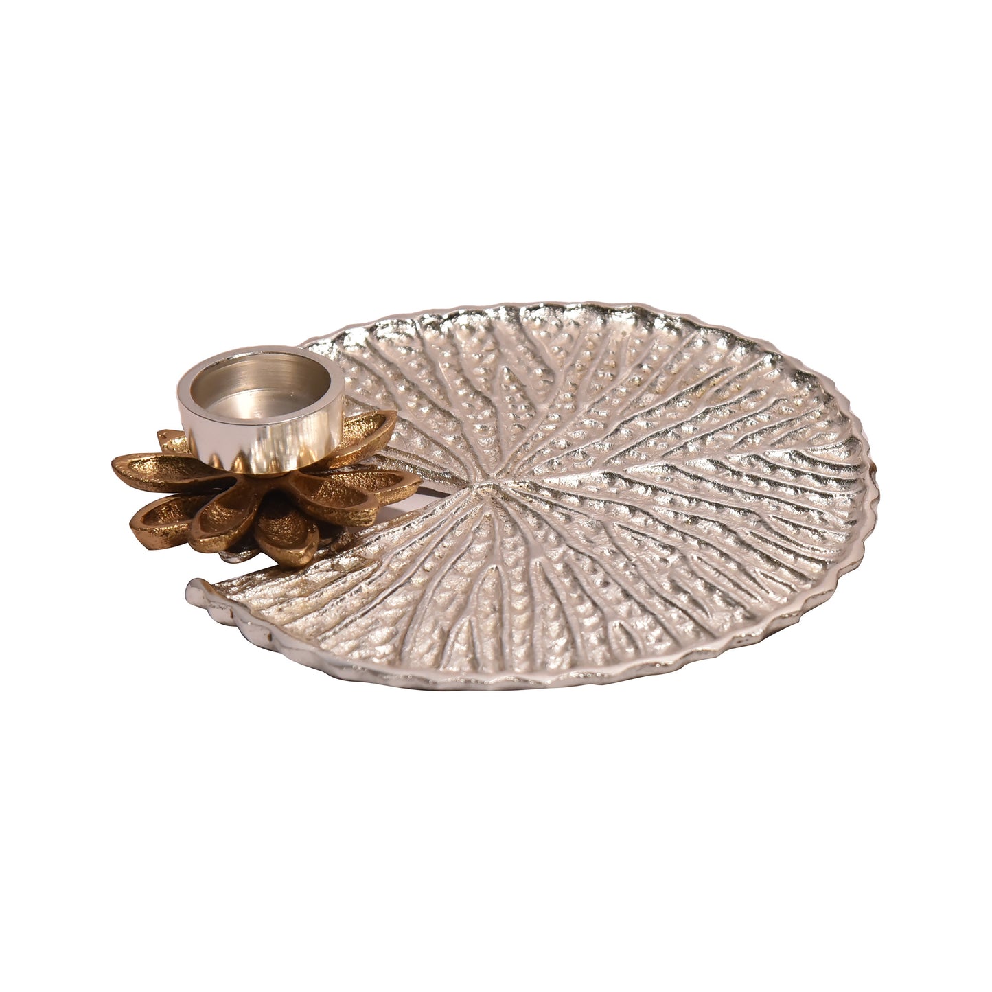 METAL PLATTER WITH CANDLE/DIYA STAND