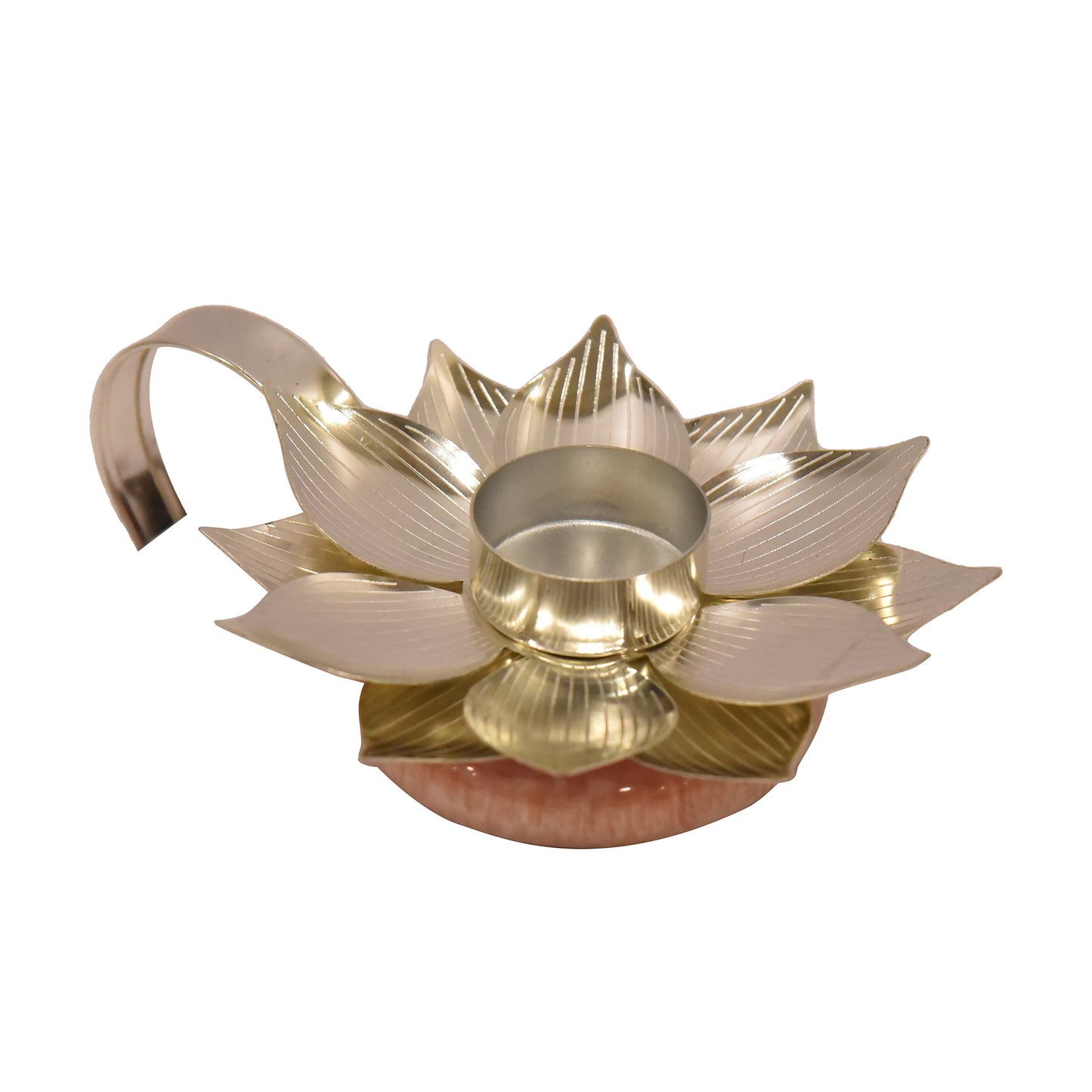 METAL CANDLE STAND WITH HANDLE AND RESIN BASE