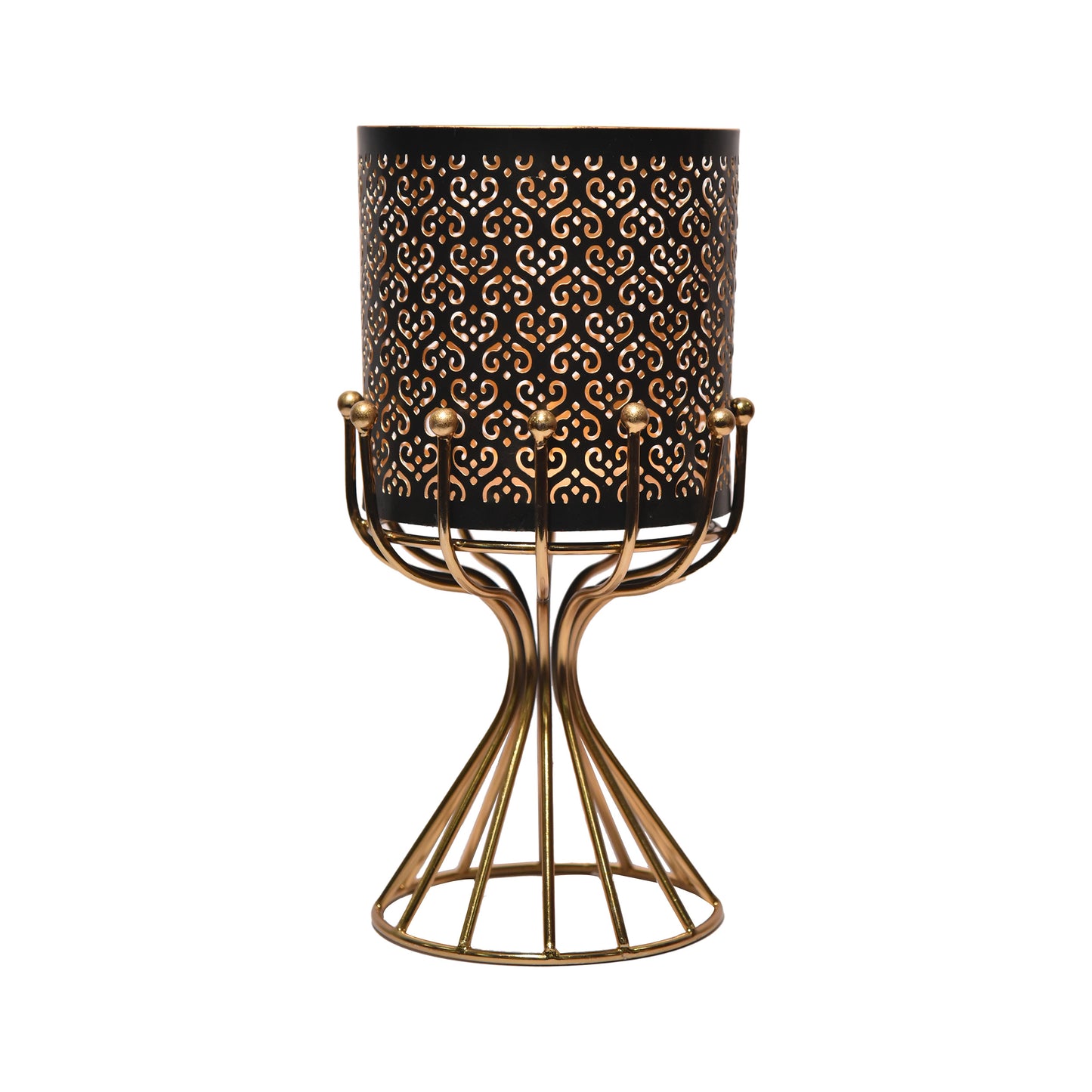 SET OF 3 Metal Planters in Black and Gold Finish/ Metal Candle Stand with Exquisite Finish