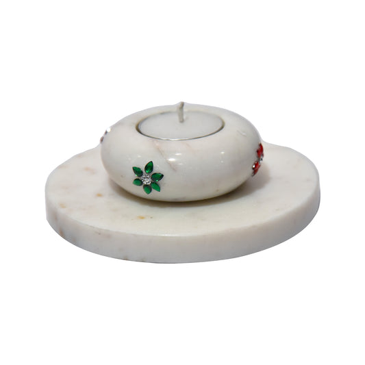 Marble Candle Stand with Round Base