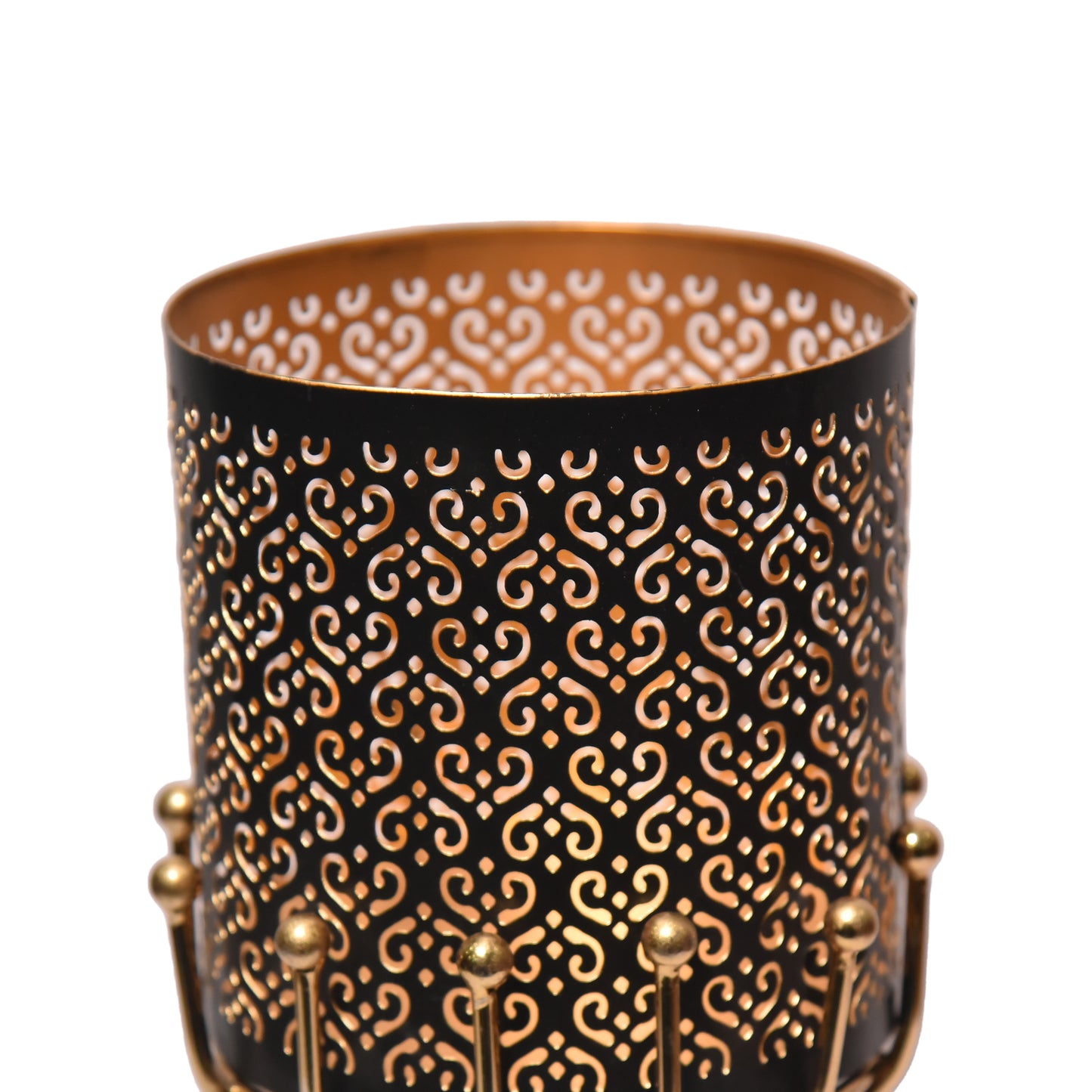 SET OF 3 Metal Planters in Black and Gold Finish/ Metal Candle Stand with Exquisite Finish