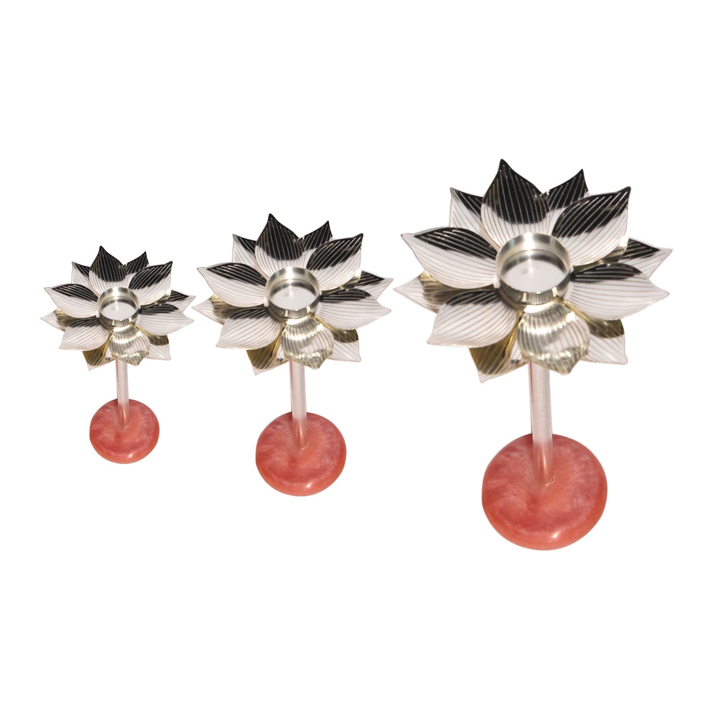 SET OF 3 Metal Candle Stand with Resin Base