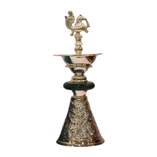 METAL PEACOCK DEEPAK STAND WITH VELVET BOX